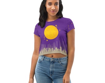 Moon and Stars All-Over Print Crop Tee