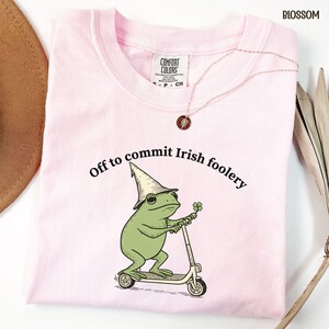 St Patricks Day Frog Shirt, Off to Commit Irish Foolery Tee, Funny Frog Scooter Tee, Saint Patricks Day Tee, St Paddys Day, Comfort Colors