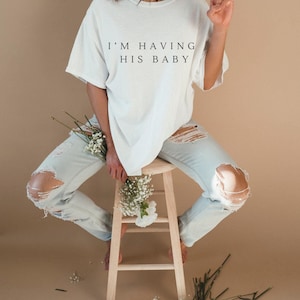 States I'm Having His Baby No Albums, Subtle Taylor Fan Baby Reveal Tee, Aesthetic Tee, Taylor Fan Shirt, Baby Reveal T-Shirt, Gift for Her image 1