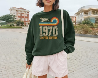 Vintage 1970 Sweatshirt, Retro Birthday Sweater, 1970 Limited Edition Sweatshirt, Retro Rainbow Sweater, Vintage 70s Sweatshirt