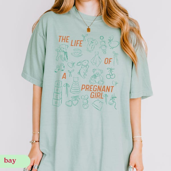 The Life Of A Pregnant Girl Shirt, Pregnancy Reveal Shirt, Comfort Colors Shirt, Baby Shower Tee, In My Pregnant Era, Pregnancy Gift