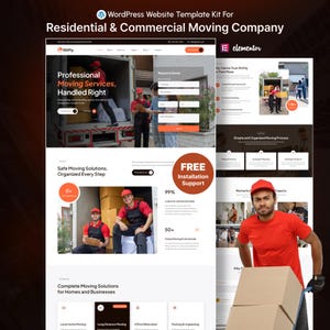 Peut inclure: Un kit de modèle de site Web pour une entreprise de déménagement résidentielle et commerciale. La conception présente une palette de couleurs rouge et blanche avec des images de déménageurs, de camions de déménagement et de boîtes. Le texte comprend "Services de déménagement professionnels, gérés correctement".