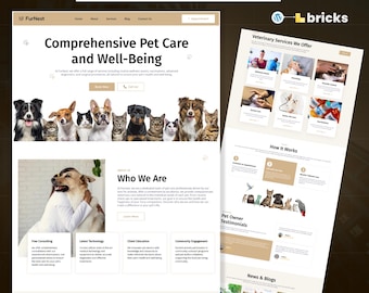 Página de destino de WordPress para el cuidado de mascotas / Plantilla para sitio web de peluquería canina, clínica veterinaria y veterinaria
