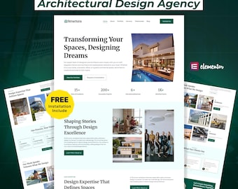 Architectural Design Agency WordPress Elementor Landing Page | Interior & Construction Website Template