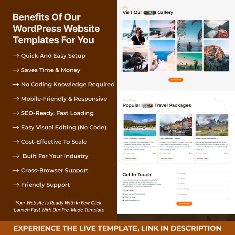 Travel Booking WordPress Bricks Builder Landing Page | Travel Agency, Tour & Vacation Website Template image 3
