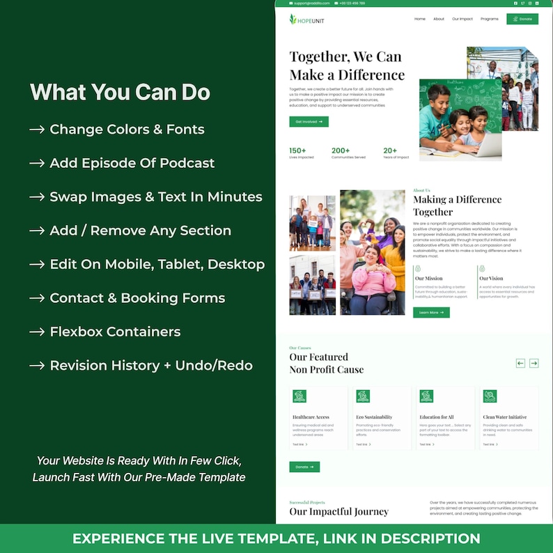 WordPress-Landingpage für wohltätige Zwecke (Bricks Builder) | Vorlage für gemeinnützige Websites, Spenden und Fundraising Bild 4