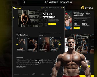 Fitness WordPress Bricks Builder Template Kit | Gym, Yoga, Wellness & Personal Trainer Website Template