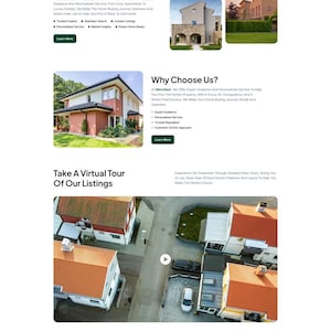 K&ouml;nnte beinhalten: Startseite der MetroNest-Immobilien-Website. Sie zeigt Immobilienangebote, darunter Villen und Stadth&auml;user. Die Seite bietet auch Immobiliendienstleistungen, Experten und eine virtuelle Tour. Das Design ist modern und benutzerfreundlich.