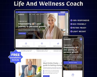 Life Coach WordPress Elementor Landing Page Template | Wellness & Mindset Coach Website Design