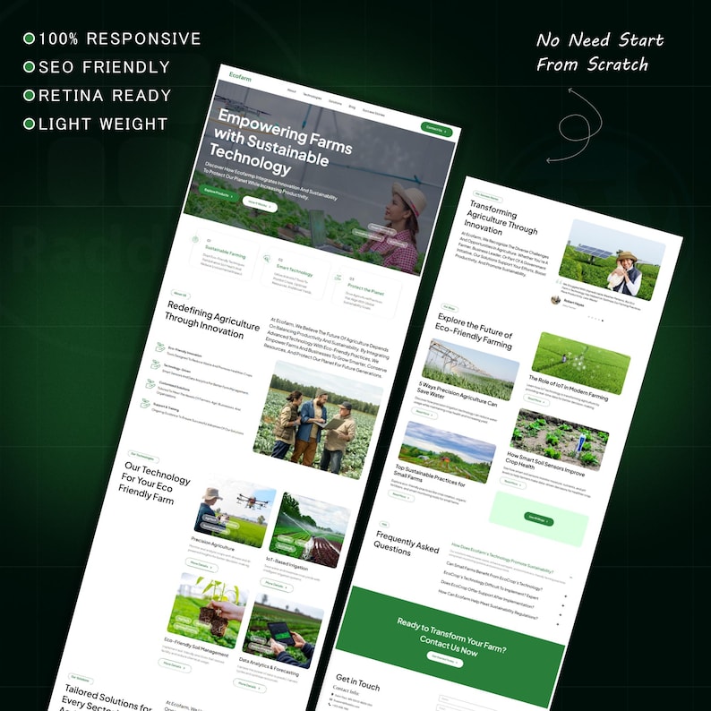 Szablon strony docelowej AgriTech WordPress Bricks Builder | Szablon witryny internetowej o rolnictwie ekologicznym i zrównoważonym zdjęcie 10