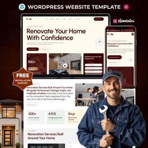 Home Renovation WordPress Elementor Template Kit | Home Improvement, Remodeling & Contractor Website
