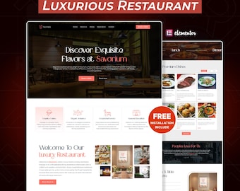 Luxury Restaurant WordPress Elementor Landing Page | Food Delivery & Restaurant Website Template