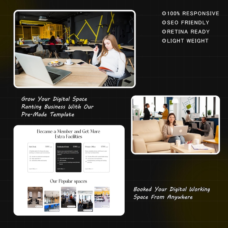 Coworking Space WordPress Bricks Builder-bestemmingspagina | Websitesjabloon voor gedeelde kantoor-, werkruimte- en vergaderruimte afbeelding 4