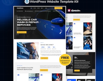 Autowäsche WordPress Elementor Template Kit | Auto Detailing & Service Center Website Vorlage