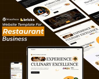 Restaurant WordPress Bricks Builder Landing Page | Bistro, Cafe, Takeout & Delivery One-Page Website Template