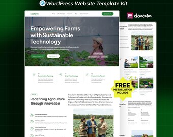 Agricultural Technology WordPress Elementor Landing Page Template | AgriTech & Smart Farming Website Template