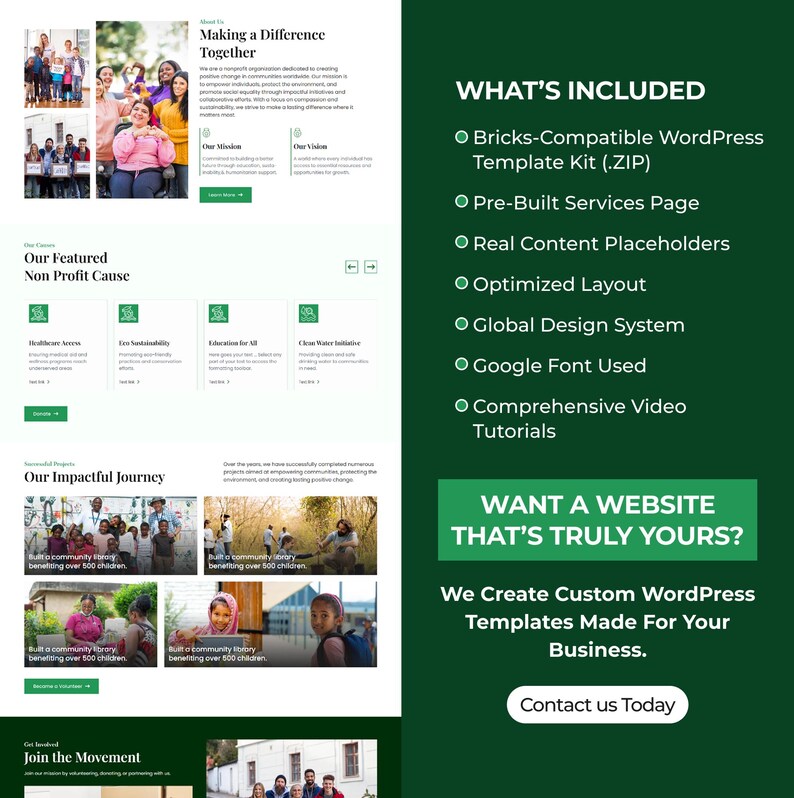 WordPress-Landingpage für wohltätige Zwecke (Bricks Builder) | Vorlage für gemeinnützige Websites, Spenden und Fundraising Bild 5