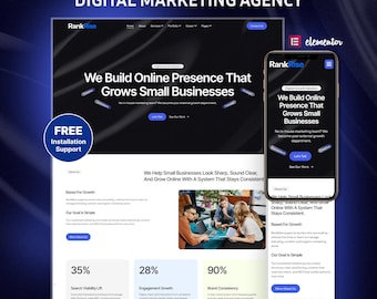 Kit di template per tema WordPress Elementor per agenzie di marketing digitale / Consulente SEO, agenzia pubblicitaria e sito web aziendale