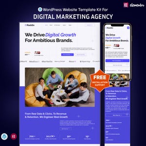 Digital Marketing Agency WordPress Elementor Template Kit | Advertising, Consulting & Branding Website Template