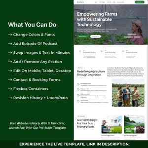 Szablon strony docelowej AgriTech WordPress Bricks Builder | Szablon witryny internetowej o rolnictwie ekologicznym i zrównoważonym zdjęcie 4