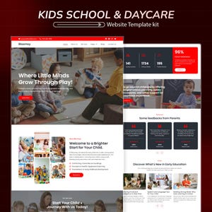 Kit di modelli WordPress per Elementor per scuole e asili nido per bambini - Modello per siti web per asili nido, scuole materne e istruzione per bambini