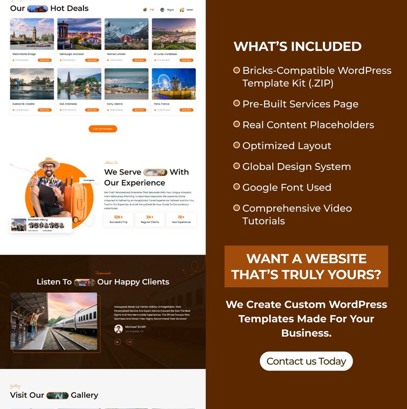 Travel Booking WordPress Bricks Builder Landing Page | Travel Agency, Tour & Vacation Website Template image 5
