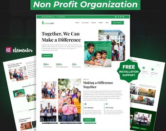 Nonprofit WordPress Elementor Landing Page | Charity, NGO & Fundraising One-Page Website Template