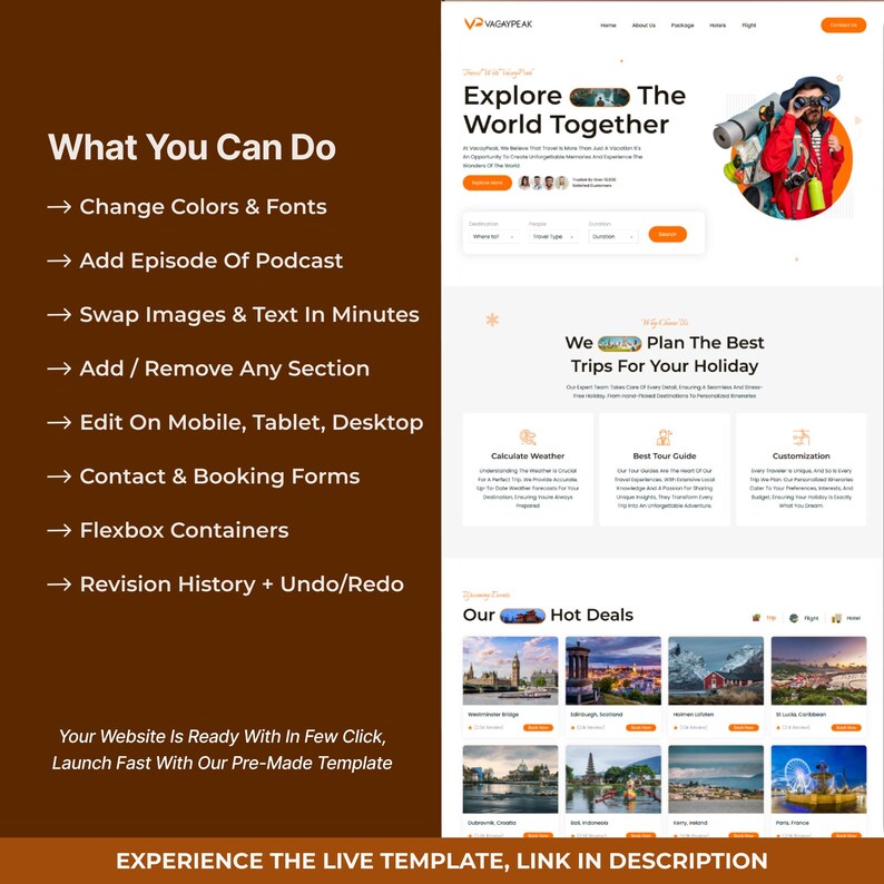 Travel Booking WordPress Bricks Builder Landing Page | Travel Agency, Tour & Vacation Website Template image 4