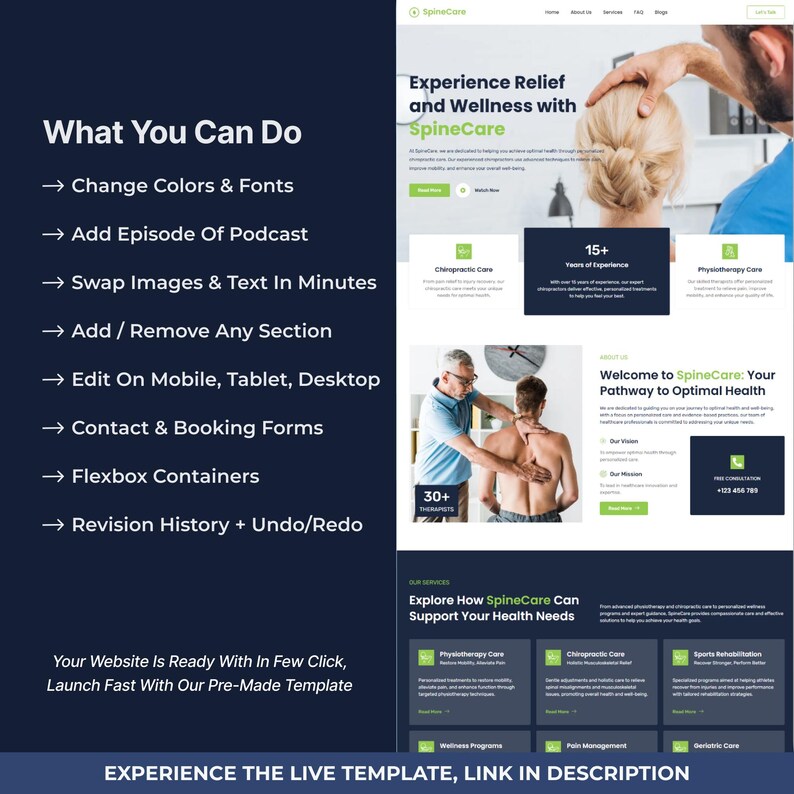 Chiropractic WordPress Bricks Builder Landing Page | Chiropractor, Back Pain & Spinal Care Website Template image 4