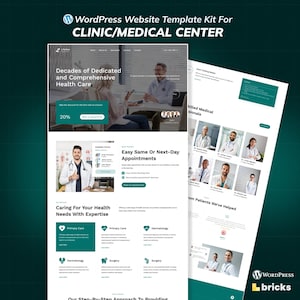 WordPress Bricks Builder-mallpaket för hälso- och sjukvård | Webbplatsmall för läkare, sjukvård, klinik och sjukhus