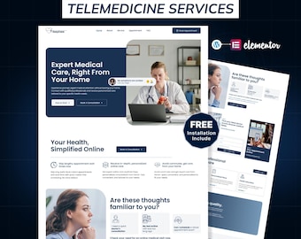 Telemedicine Services WordPress Elementor Landing Page | Virtual Healthcare & Telehealth Website Template