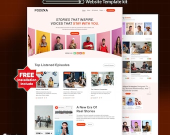 Podcast WordPress Elementor Pro Template Kit | Influencer, Creator, Audio & Video Website Template