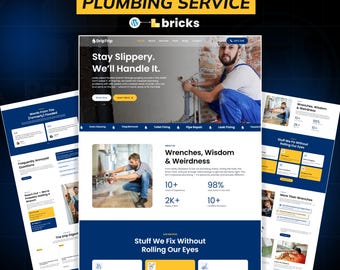 Plumbing Service WordPress Bricks Builder Landing Page | Plumber & Drain Cleaning Website Template