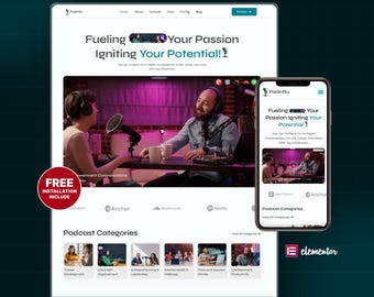 Podcast WordPress Elementor Template Kit | Audio Show, Media & Streaming Website Template