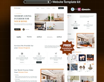 Interior Design Agency WordPress Elementor Landing Page | Interior & Home Decor Website Template