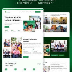K&ouml;nnte beinhalten: Webdesign f&uuml;r Hopeunit, eine gemeinn&uuml;tzige Organisation. Das Design verf&uuml;gt &uuml;ber ein gr&uuml;n-wei&szlig;es Farbschema mit Abschnitten f&uuml;r die Mission, Vision und vorgestellten Anliegen. Der Text lautet "Gemeinsam k&ouml;nnen wir etwas bewirken."