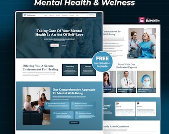 Mental Health Care Elementor WordPress Landing Page | Counseling, Therapy & Wellness Website Template