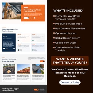 Roofing Services WordPress Elementor Template Kit | Roof Repair, Home Improvement & Contractor Website image 7