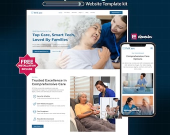 Senior Care WordPress Elementor Template Kit | Elderly Nursing & Assisted Living Website Template