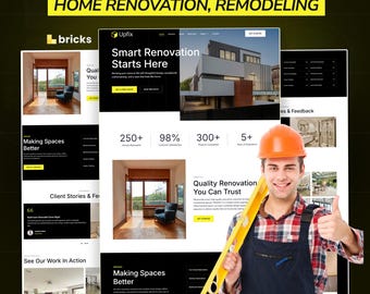 Home Renovation WordPress Bricks Template Kit | Hochbau & Umbau Website Template