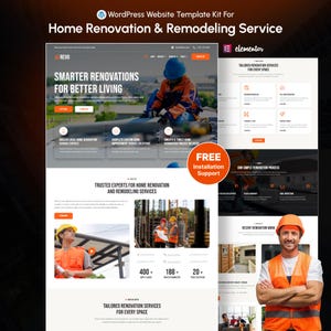 Home Remodeling WordPress Elementor Theme Template Kit | Renovation & Repair Contractor Website Template