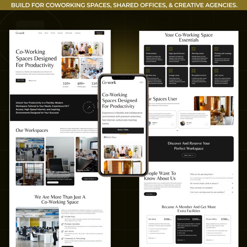 Coworking Space WordPress Bricks Builder-bestemmingspagina | Websitesjabloon voor gedeelde kantoor-, werkruimte- en vergaderruimte afbeelding 2