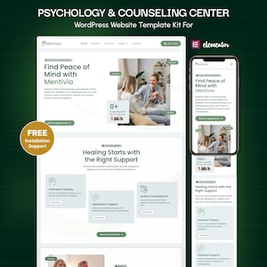 WordPress Elementor-mallkit för mental hälsa och livscoach | Mall för webbplats för välbefinnande, rådgivning och terapi