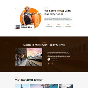 May include: Website homepage for Vagaypeak, a travel agency. The page features a header with navigation, a call to action to explore the world, and sections for hot deals, customer testimonials, and travel packages.