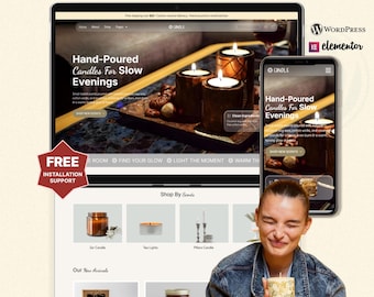 Candle Shop WordPress Elementor Template Kit | Candle Store & Home Fragrance WooCommerce Website Design
