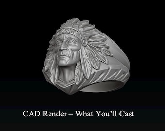 Native Indian Ring for lost wax casting jewelry/castable wax resin/lost wax casting mold/3D resin mold/casting wax mold
