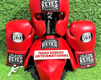 Cleto Reyes Professional Boxhandschuhe aus Leder, Headgear, Wraps - Sparring Set Kit
