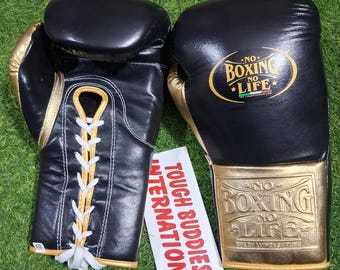 No Boxing No Life Gloves Lace up Pro Sparring Training Fight