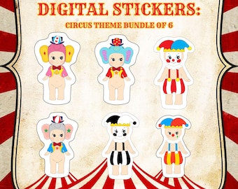 Sonny Angel Circus Stickers: Kawaii PNG Clipart (Digital Download)