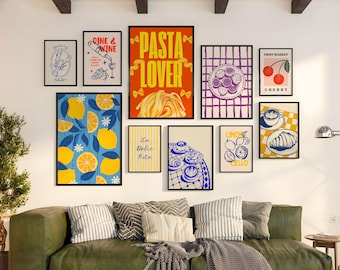 Italian Kitchen Prints Set: Retro Food Gallery Wall Art (Digital Download)
